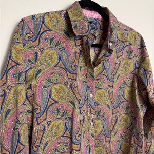 Vintage Chaps cotton Paisley& gingham Western Artsy Boho Button Down size S/M